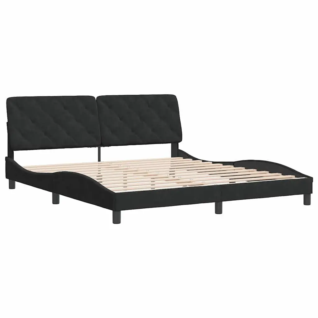 Bed Frame Velvet Upholstered 180x200 cm Black with Headboard