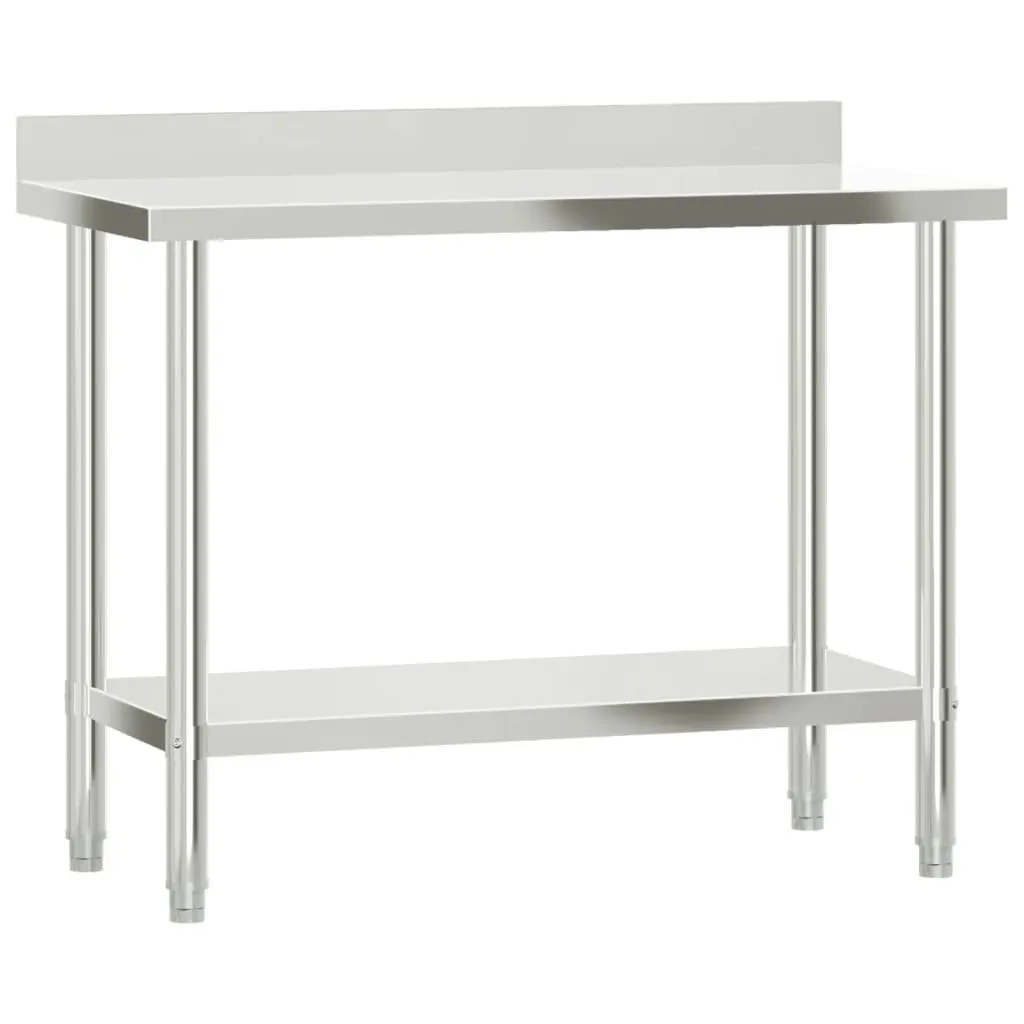 Stainless Steel Kitchen Work Table with Overshelf Bottom Shelf 110 x 55 x 120 cm