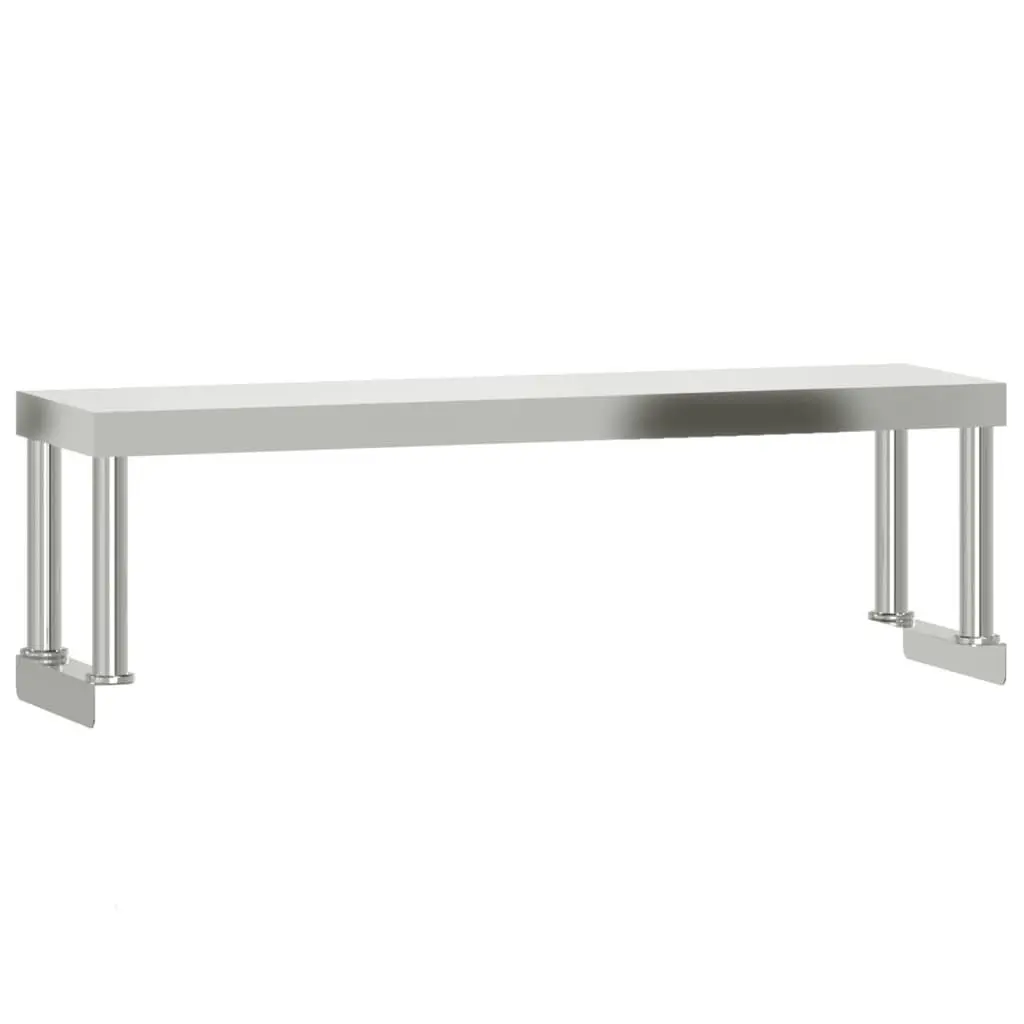 Stainless Steel Kitchen Work Table with Overshelf Bottom Shelf 110 x 55 x 120 cm