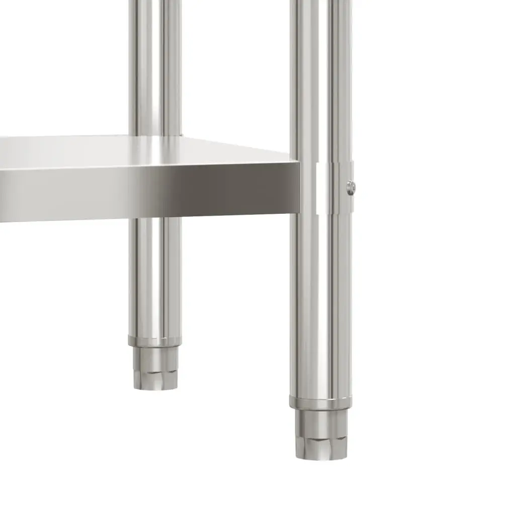 Stainless Steel Kitchen Work Table with Overshelf Bottom Shelf 110 x 55 x 120 cm