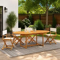 Folding Garden Chairs Set of 4 Outdoor Seating Camping Lounge Chair Cream