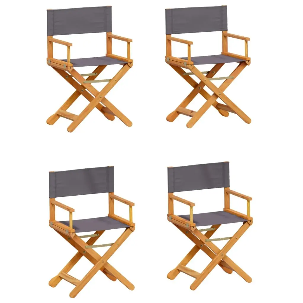 Folding Garden Chairs Set of 4 Grey Outdoor Seating Director Chair Camping