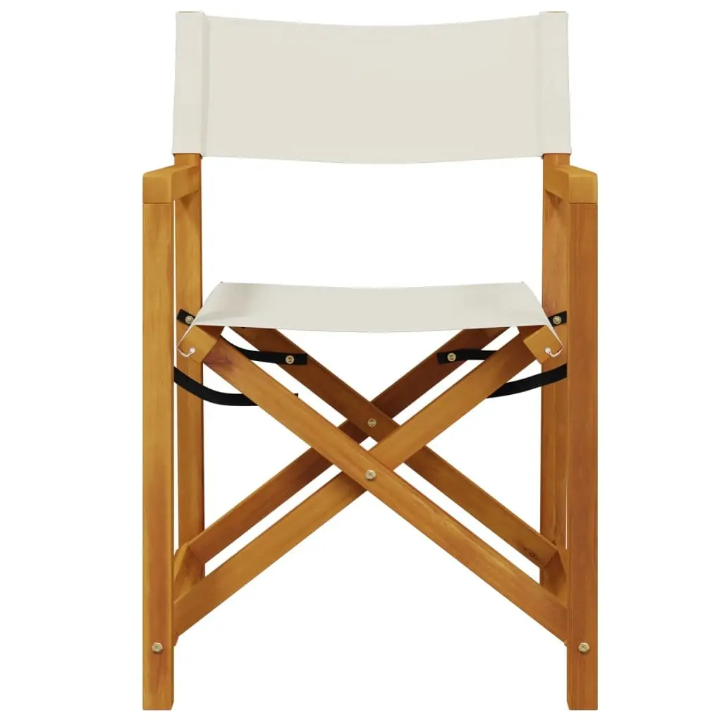 Folding Garden Chairs Outdoor Seating Set Cream Fabric Acacia Wood Frame