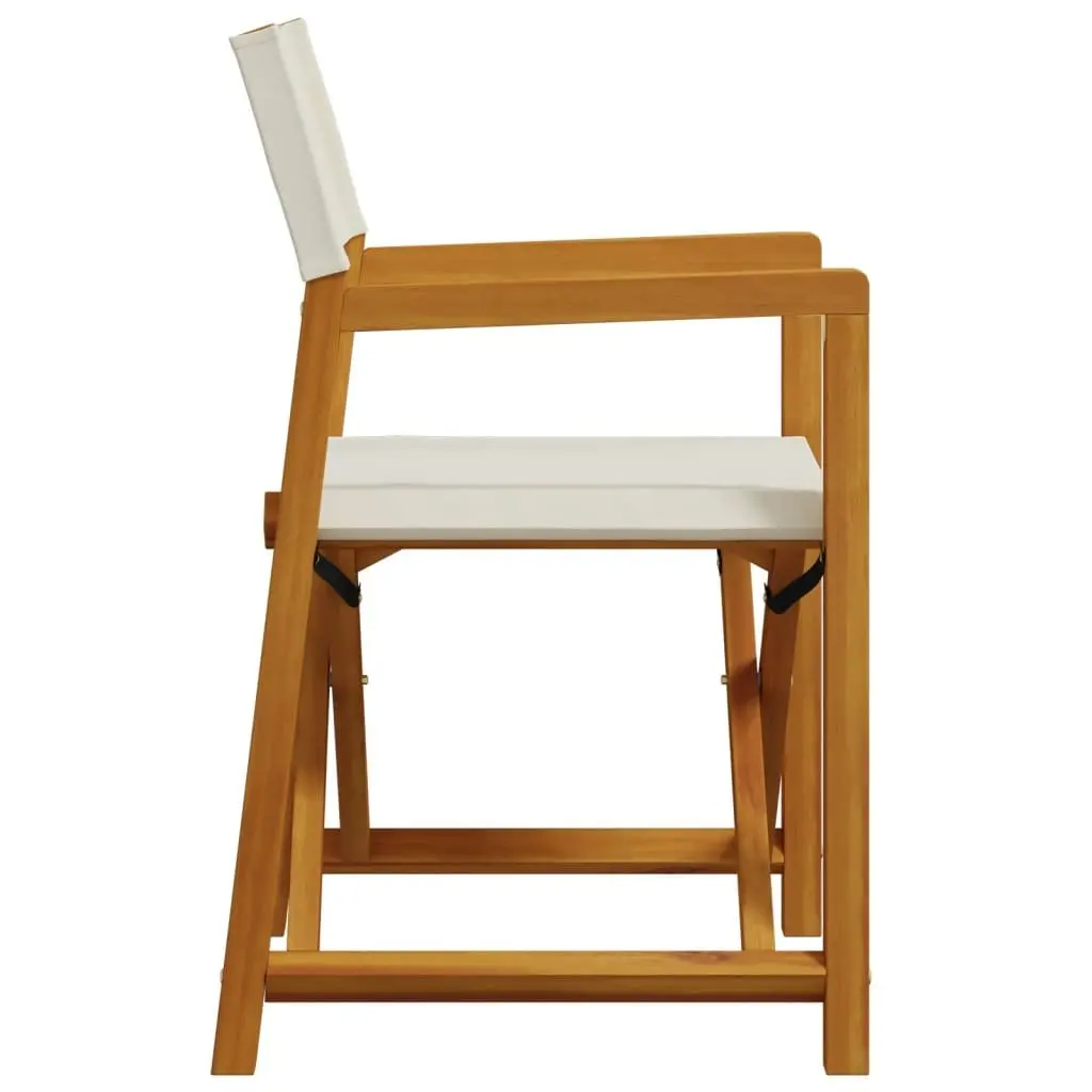 Folding Garden Chairs Outdoor Seating Set Cream Fabric Acacia Wood Frame