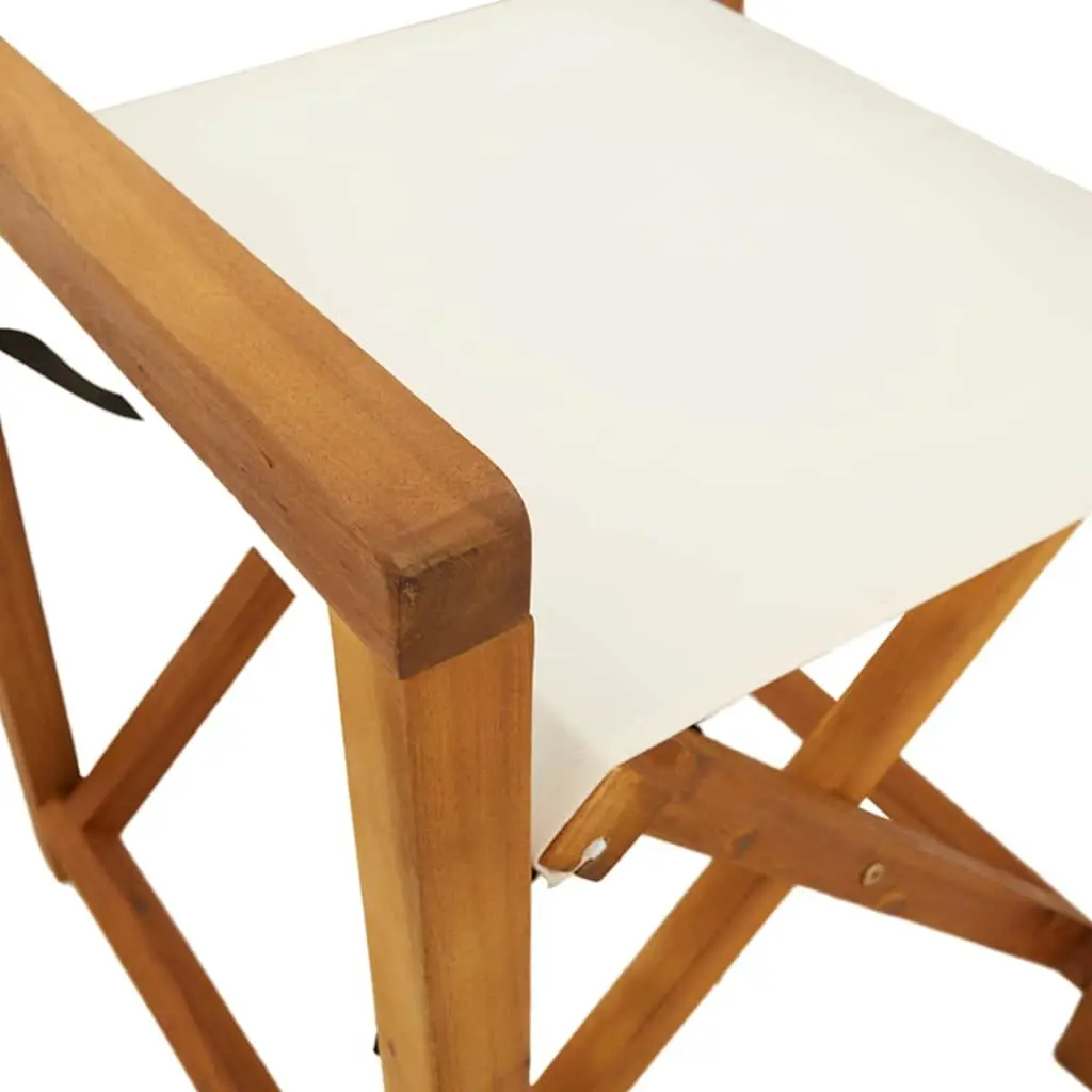 Outdoor Folding Garden Chairs Set of 8 Cream Fabric Director Camping Seating