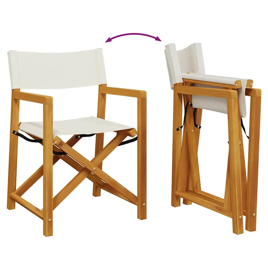 Outdoor Folding Garden Chairs Set of 8 Cream Fabric Director Camping Seating