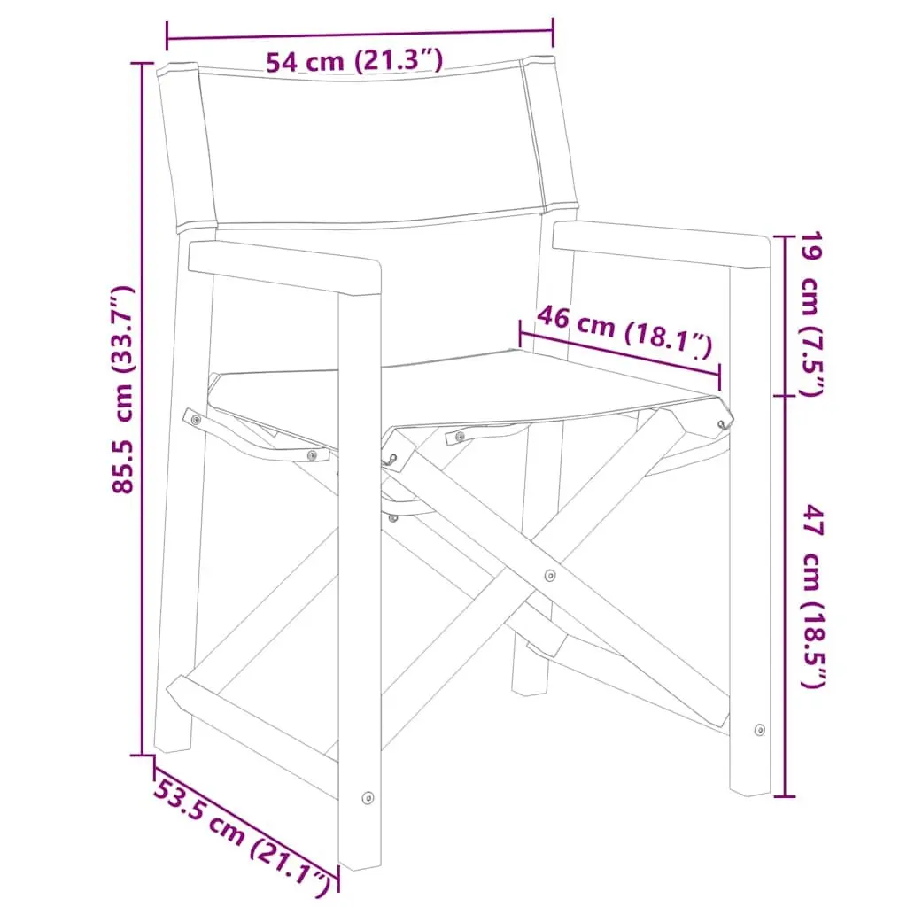 Outdoor Folding Garden Chairs Set of 8 Cream Fabric Director Camping Seating