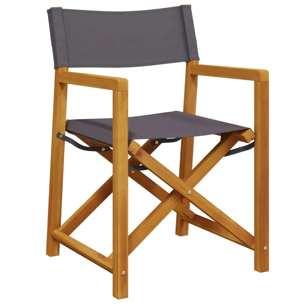 Outdoor Folding Garden Chairs Set of 8 Dark Grey Fabric Director Style Camping