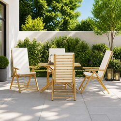 Folding Garden Reclining Chair 4 Piece Set Five-Position Adjustable Backrest