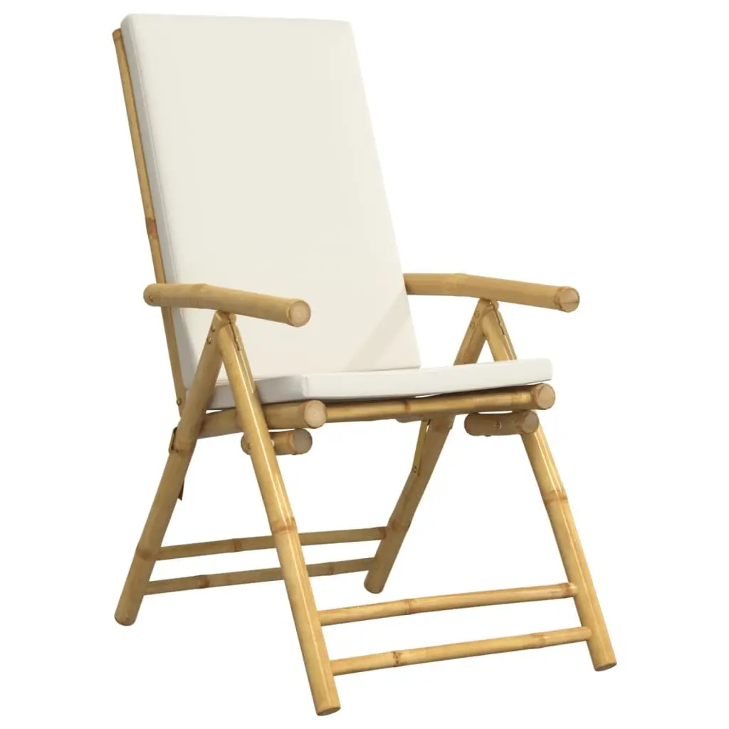 Outdoor Reclining Chair 6 Piece Folding Garden Seating Set with Cushions Bamboo Brown