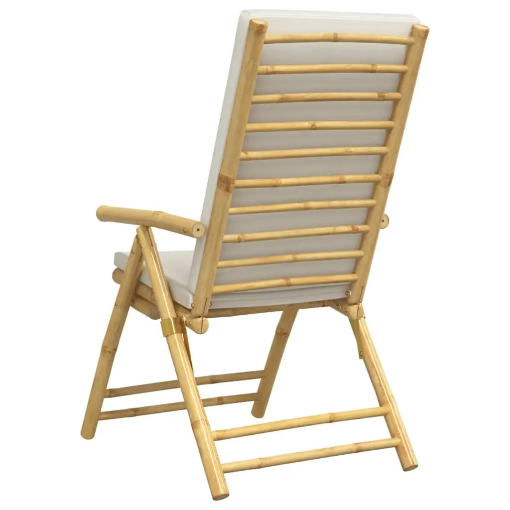 Outdoor Reclining Chair 6 Piece Folding Garden Seating Set with Cushions Bamboo Brown