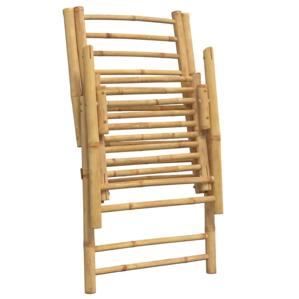 Outdoor Reclining Chair 6 Piece Folding Garden Seating Set with Cushions Bamboo Brown