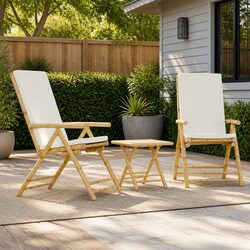 Outdoor Bistro Set 3 Piece Folding Garden Furniture Reclining Chair with