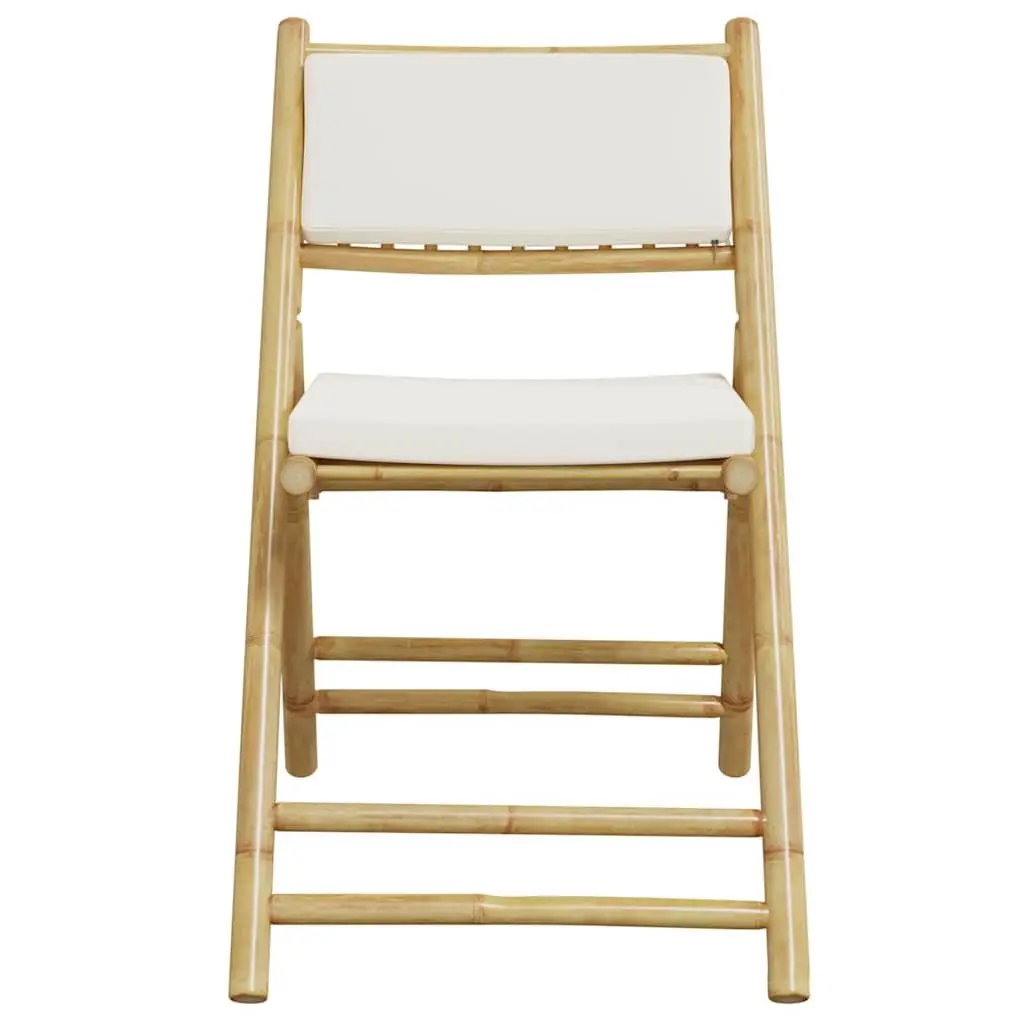 Bistro Set 5 Piece Folding Garden Furniture Bamboo with Cushions Brown