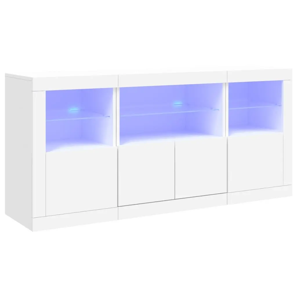 Sideboard RGB LED Lights Storage Cabinet 142.5x37x67cm White Engineered Wood