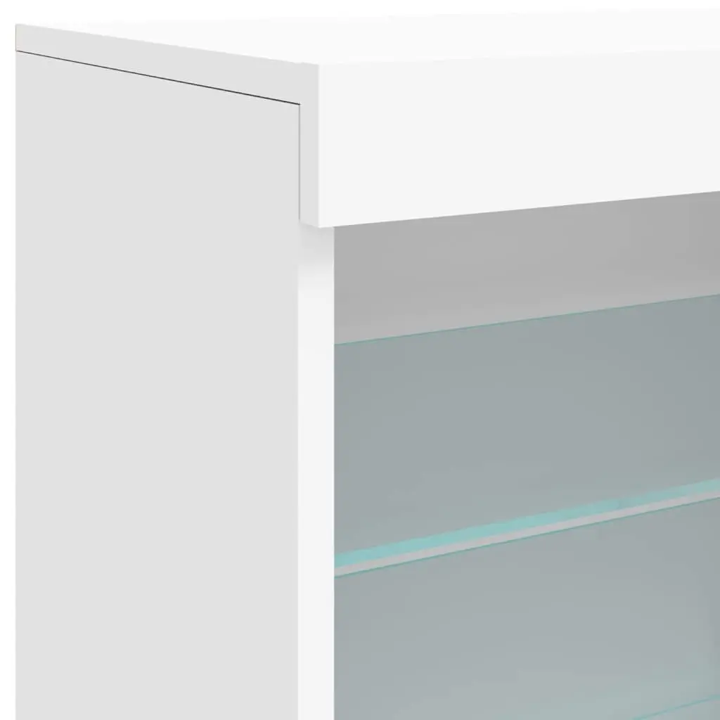 Sideboard Modern Storage Cabinet with RGB LED Lights White 142.5 x 37 x 67 cm