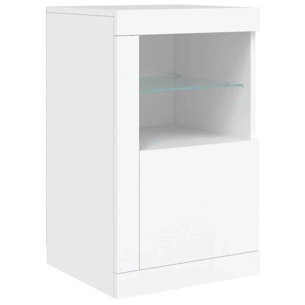 Sideboard Modern Storage Cabinet with RGB LED Lights White 142.5 x 37 x 67 cm