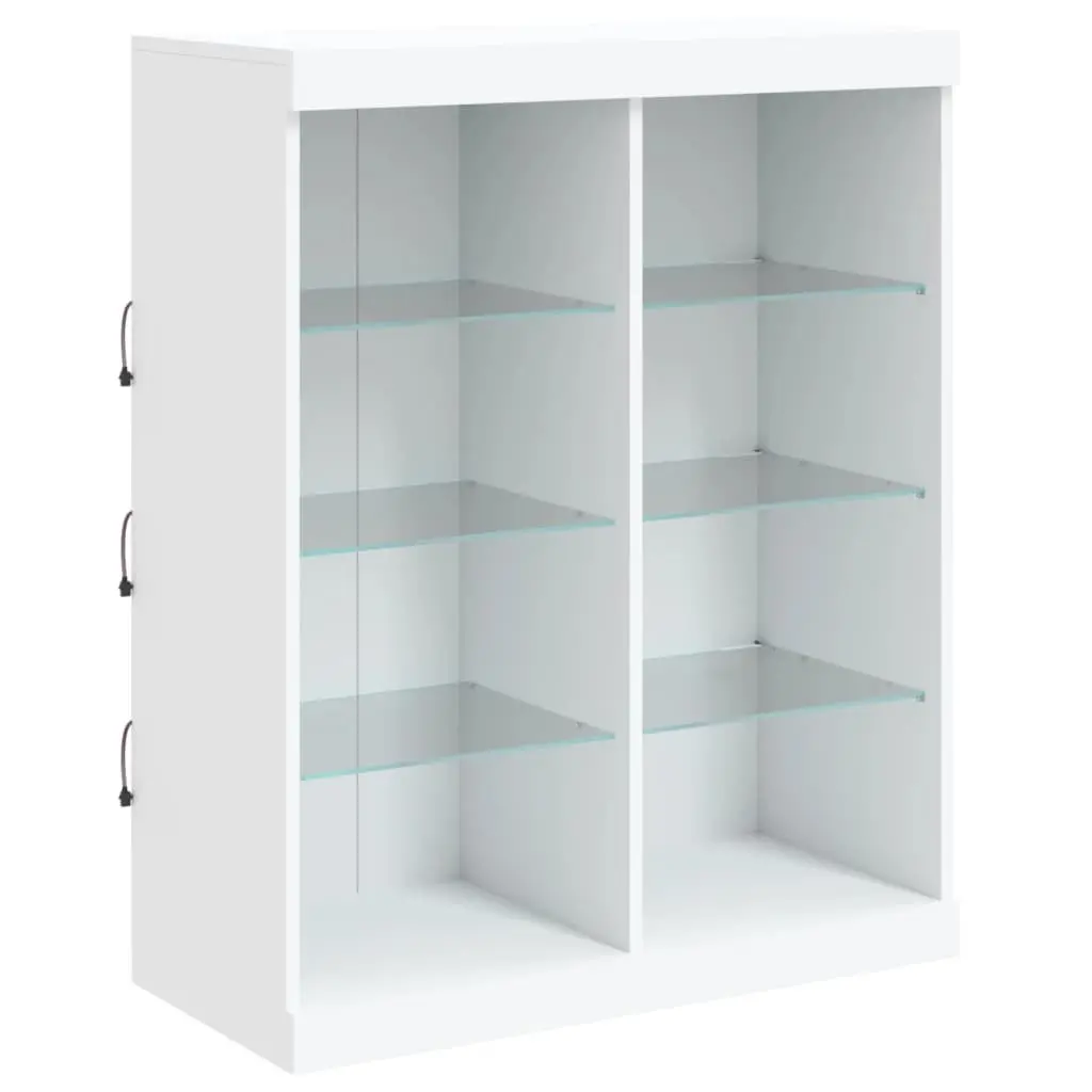 Sideboard Cabinet with RGB LED Lights Modern White Engineered Wood Storage