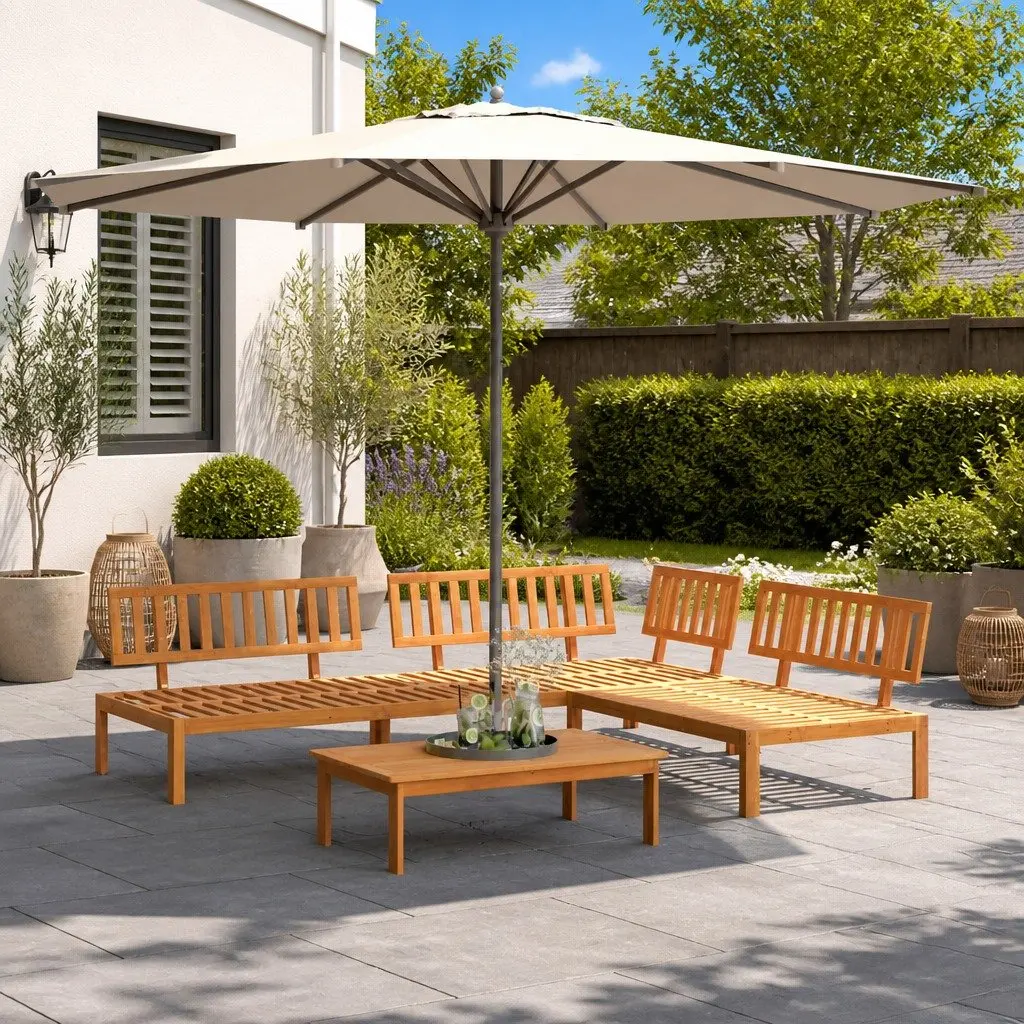 4 Piece Garden Pallet Sofa Set Solid Acacia Wood Outdoor Sectional Brown
