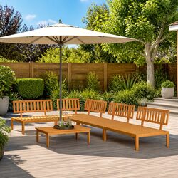 Outdoor Sectional Sofa Set 5 Piece Garden Pallet Furniture Brown Wood Seating