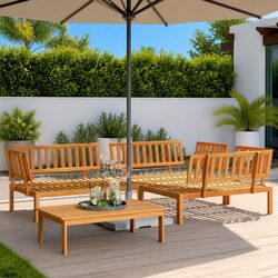 Outdoor Sectional Sofa Set 4 Piece Pallet Garden Furniture Brown Wood Seating