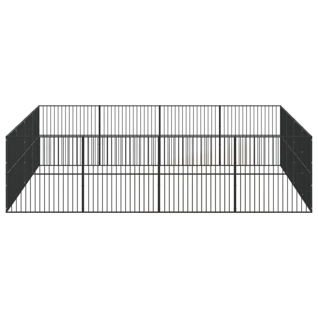 Dog Playpen 16 Panels Galvanised Steel Black Pet Exercise Enclosure
