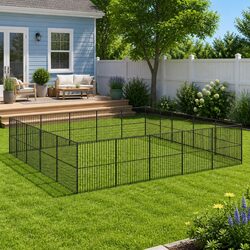 Dog Playpen 20 Panels Black Galvanised Steel Pet Enclosure Exercise Pen