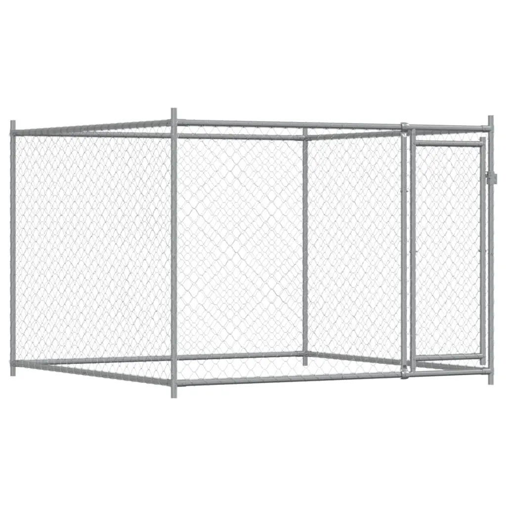 Dog Kennel Outdoor Exercise Pen Galvanised Steel Grey 4x2x1.5m