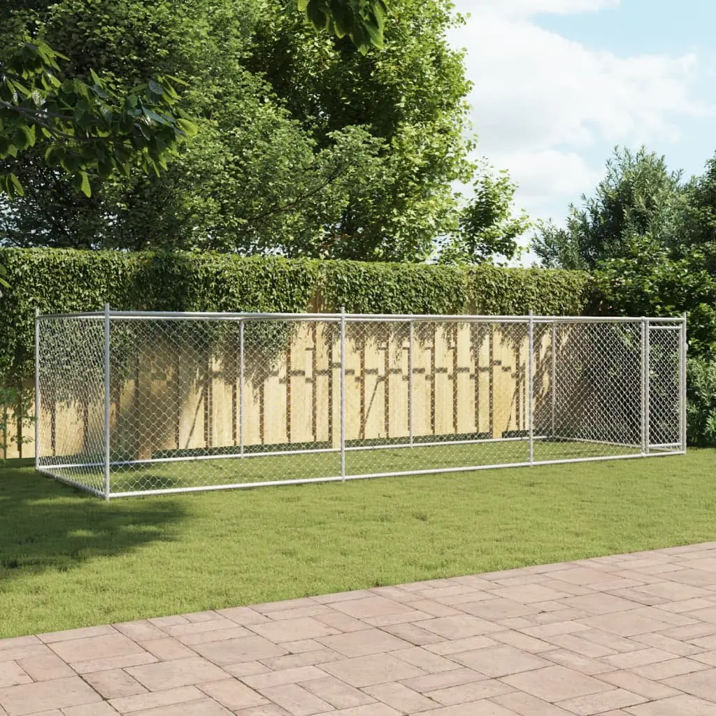 Dog Kennel Outdoor Pet Enclosure Heavy-Duty Galvanised Steel Mesh Grey