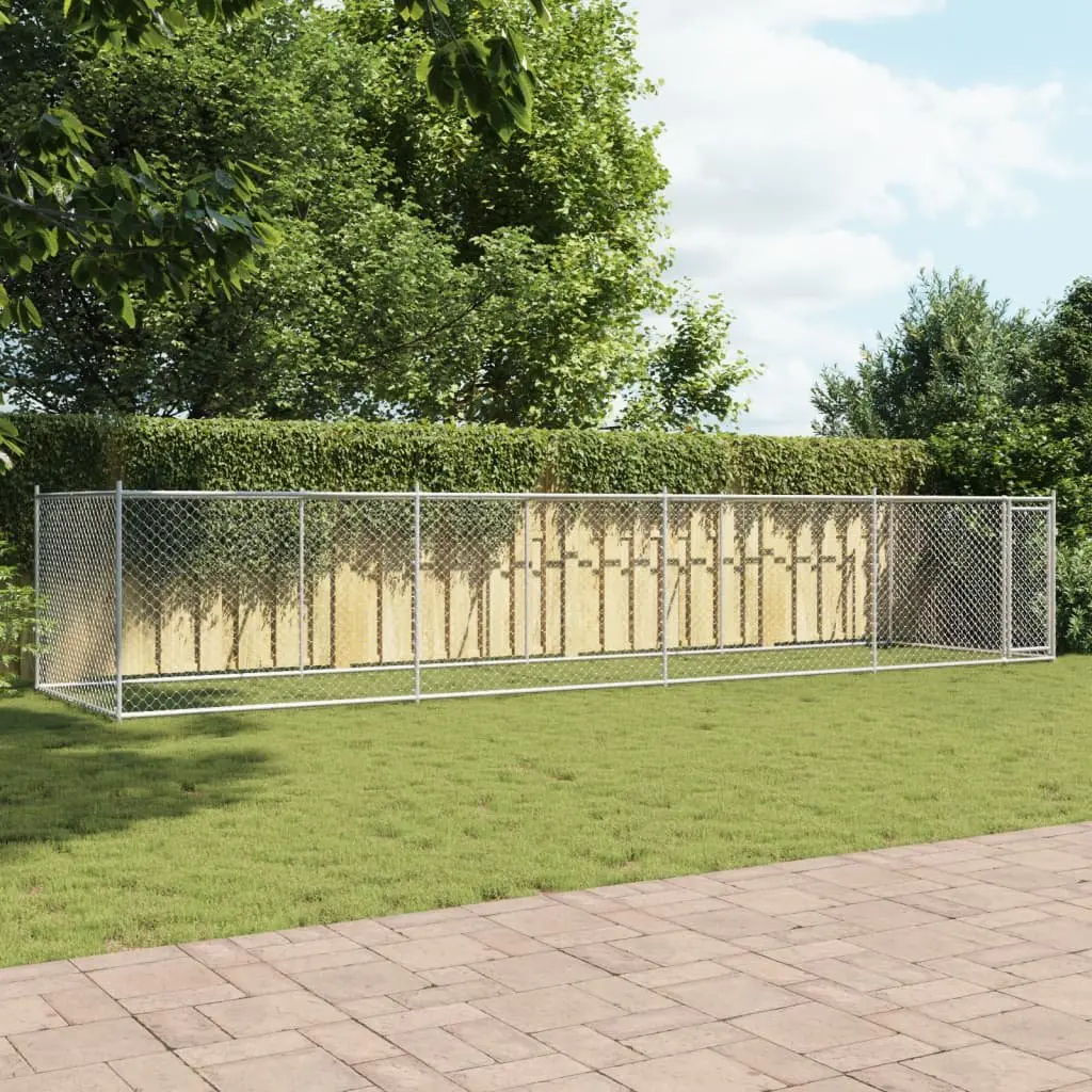 Dog Cage Outdoor Kennel Pen Galvanised Steel Mesh Grey