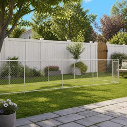 Dog Cage Kennel Run Pen with Door Grey Galvanised Steel Outdoor Exercise