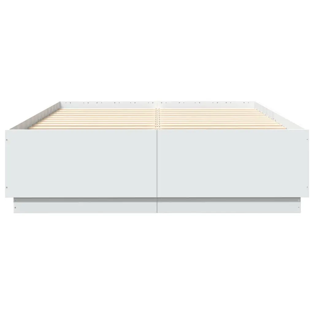 Bed Frame with RGB LED Lights Slatted Base White 150x200 cm