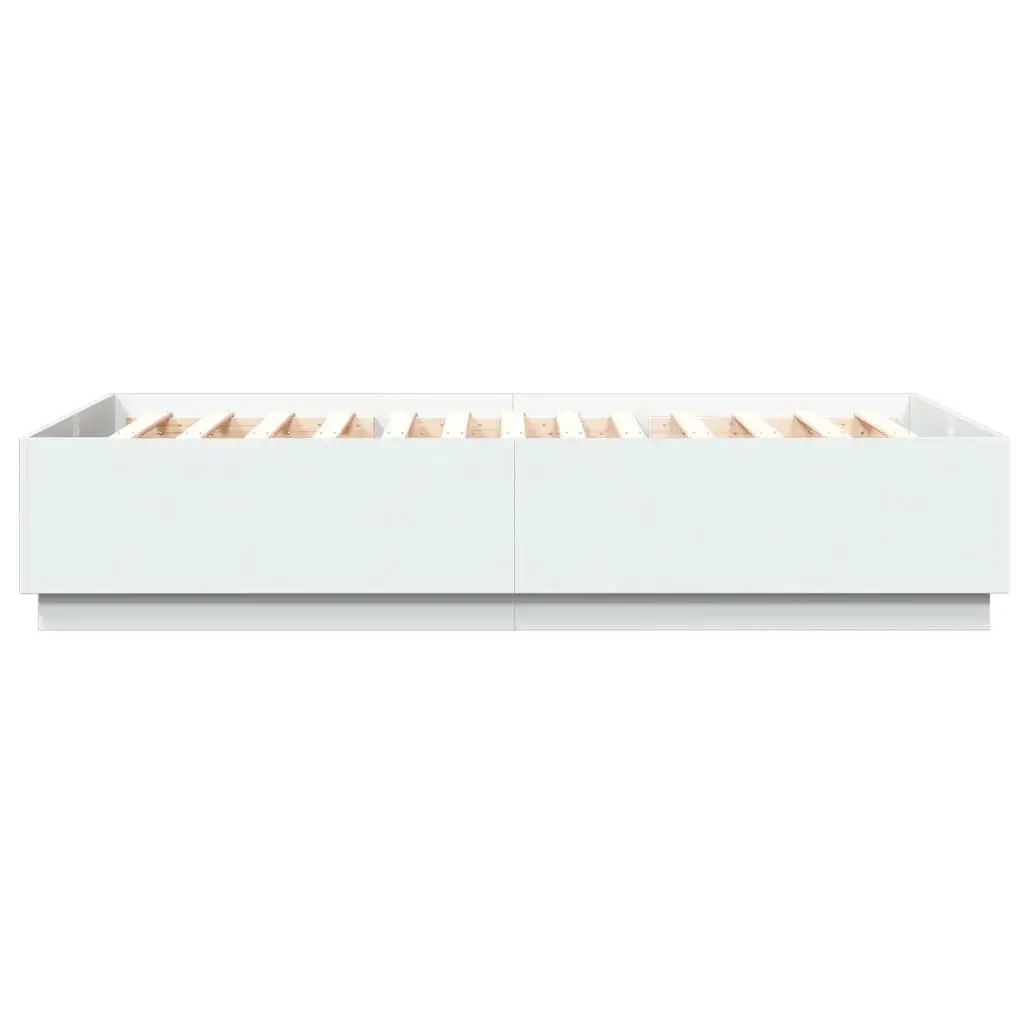 Bed Frame with RGB LED Lights Slatted Base White 150x200 cm