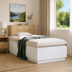 Bed Frame 90x190 cm White Modern Slatted Base Bedroom Furniture without Mattress