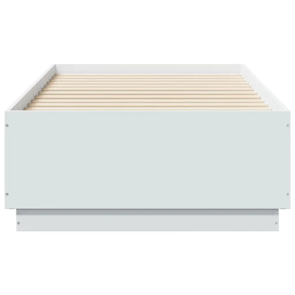 Bed Frame Slatted Base 90x190 cm White Modern Engineered Wood Bedroom Furniture