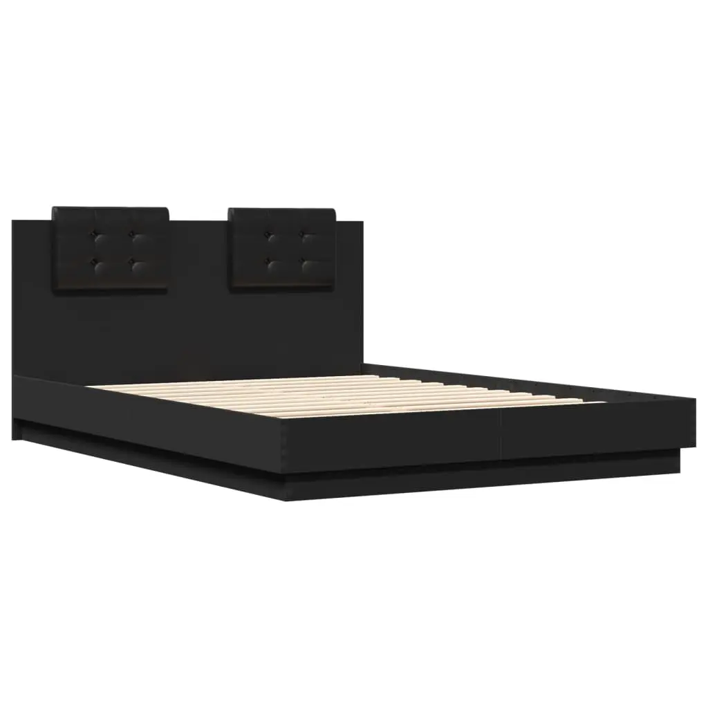 Bed Frame with Headboard Engineered Wood 150x200 cm Black