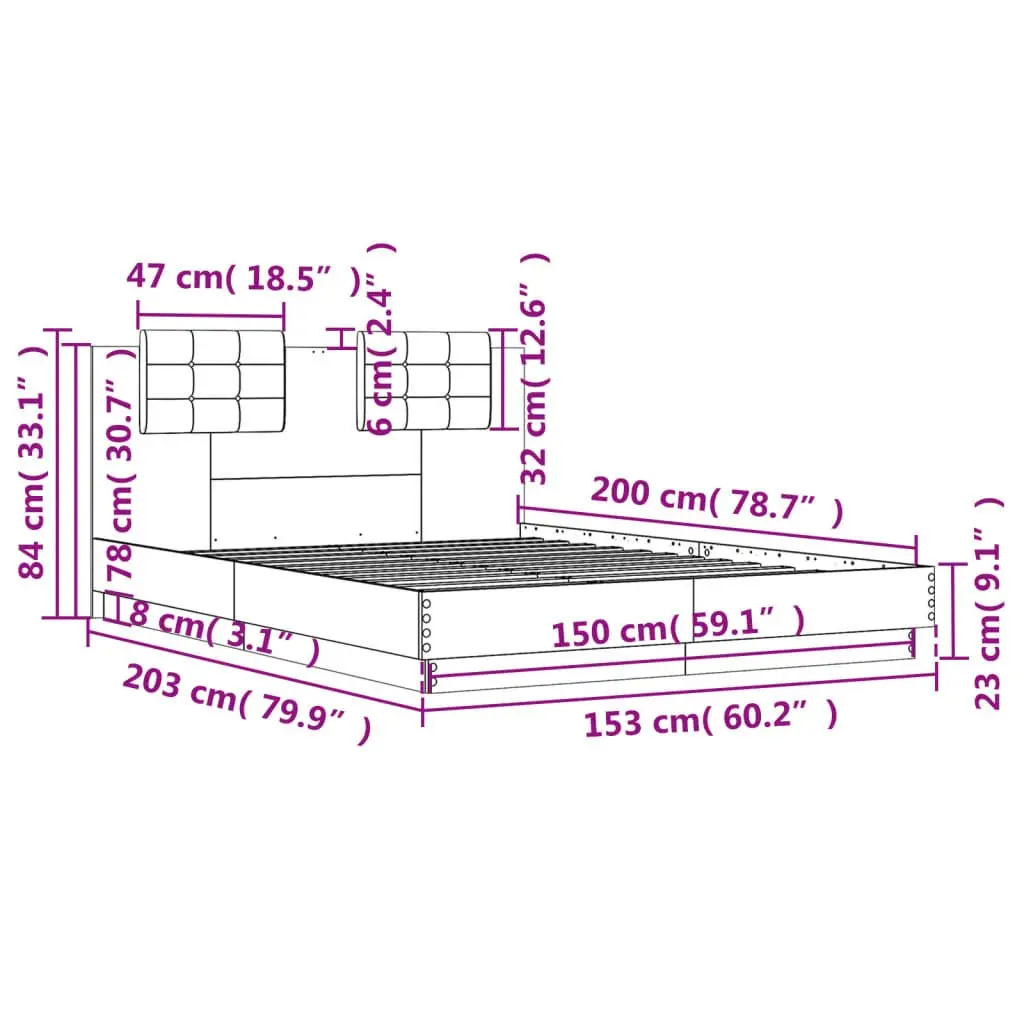 Bed Frame with Headboard Engineered Wood 150x200 cm Black