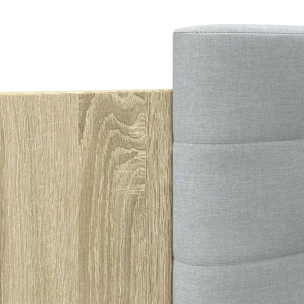 Bed Frame with Headboard Slatted Base 135x190 cm Sonoma Oak