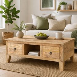 Coffee Table 100x55x40 cm with Drawers Storage Compartment Living Room Furniture