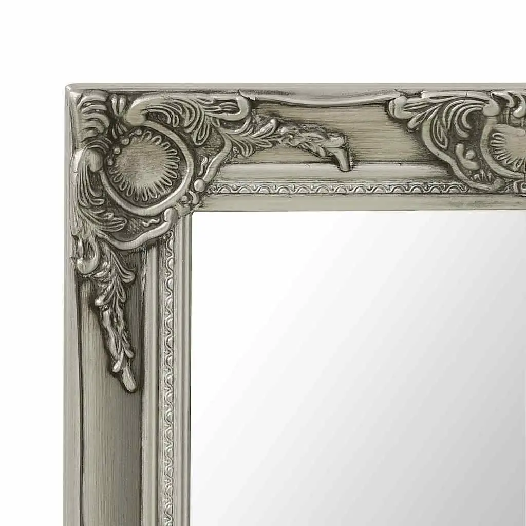 Wall Mirror Baroque Style Ornate Frame 60x40 cm Silver
