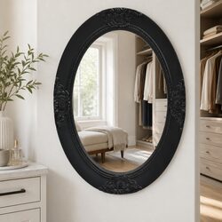 Wall Mirror Baroque Style Black 50x70 cm Ornate Frame Decor Bedroom