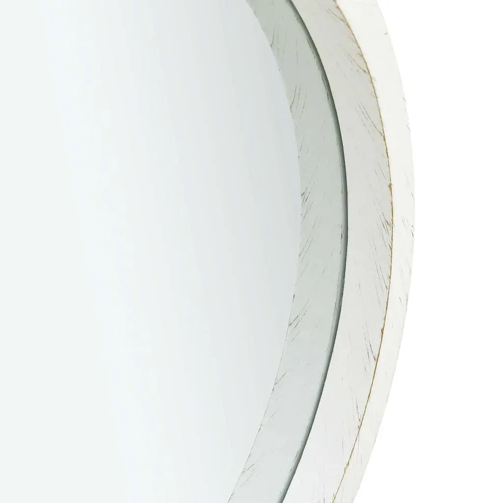 Round Wall Mirror 50cm White Adjustable Hanging Strap Retro Style Home Decor