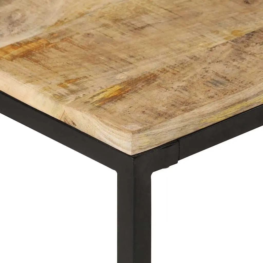 Nesting Coffee Tables Solid Mango Wood Brown 2 Piece with Black Iron Base