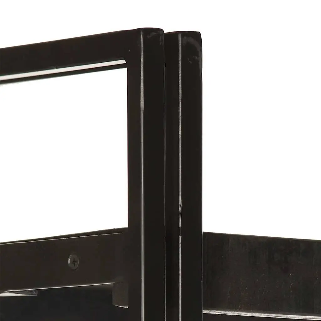 5-Tier Bookcase Black Industrial Shelving Unit Solid Mango Wood Storage Display