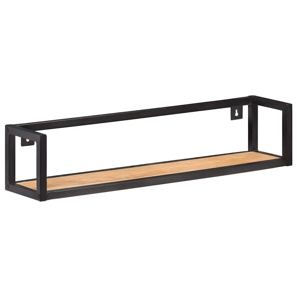 Wall Shelves Industrial Style Solid Wood 80 cm Black 2 Piece Floating Shelf Storage Rack