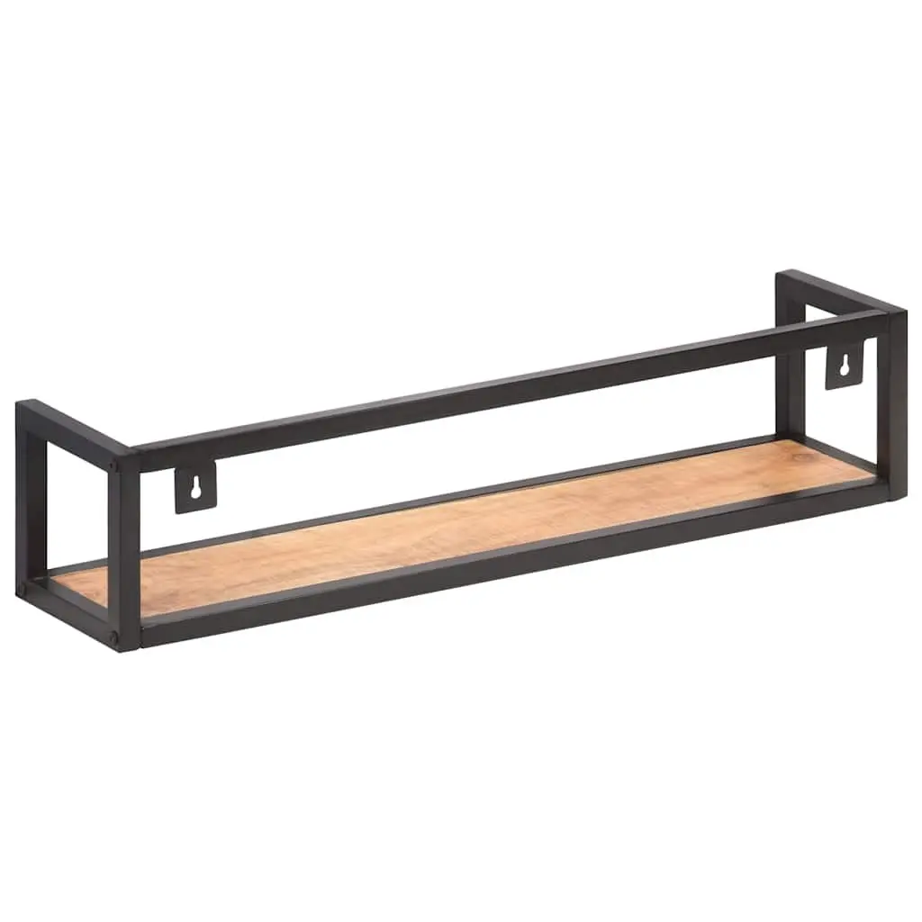 Wall Shelves Industrial Style Solid Wood 80 cm Black 2 Piece Floating Shelf Storage Rack