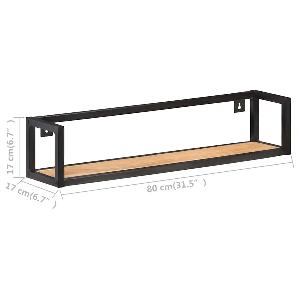 Wall Shelves Industrial Style Solid Wood 80 cm Black 2 Piece Floating Shelf Storage Rack