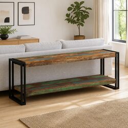 TV Cabinet 120x30x40 cm Solid Reclaimed Wood Brown Industrial Living Room