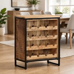 Wine Cabinet 62x33x78.5 cm Rough Mango Wood Storage Display Holder