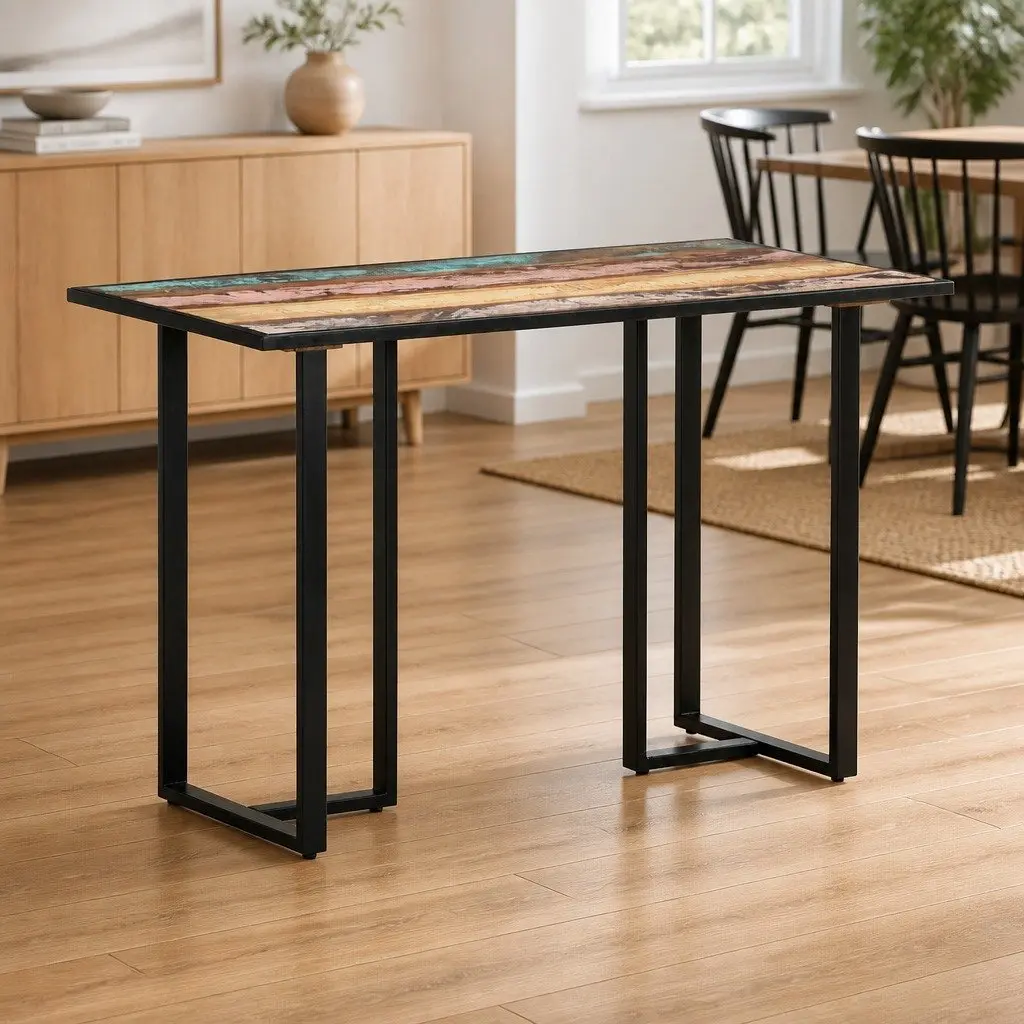 Dining Table Solid Reclaimed Wood 120 cm Industrial Style Multicolour